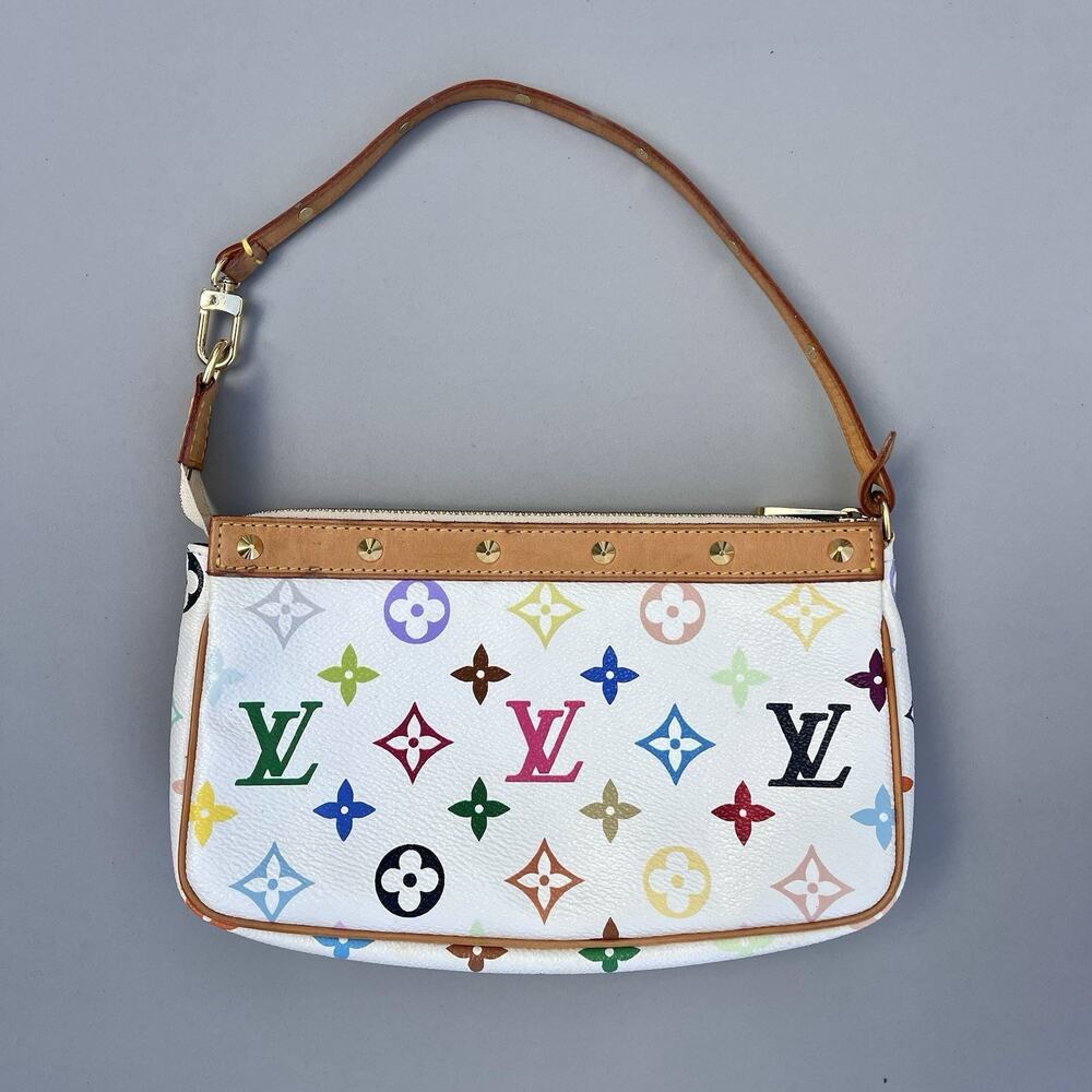 Louis Vuitton Monogram White Multicolor Takashi Murakami Pochette Accessories